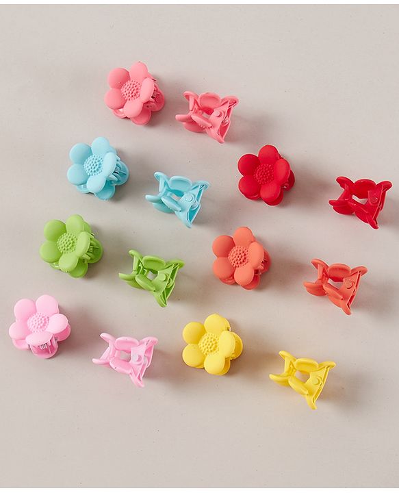 Pine Kids Free Size Floral Design Hair Clips Pack of 14 - Multicolour