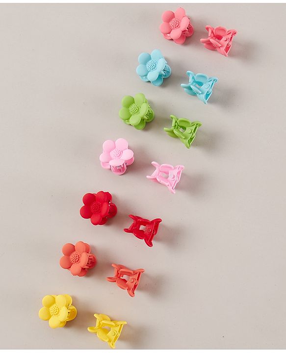 Pine Kids Free Size Floral Design Hair Clips Pack of 14 - Multicolour