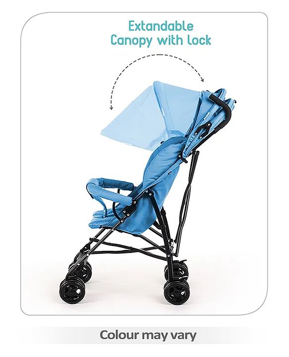 Babyhug Lightweight & Compact Tour Infant Travel Buggy Stroller- Black| Compact Umbrella Fold| Rear Wheels with Brake| Front Swivel Wheels with Lock (Color May Vary)