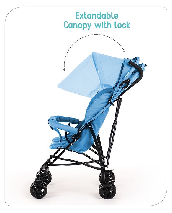 Babyhug Lightweight & Compact Tour Infant Travel Buggy Stroller- Black| Compact Umbrella Fold| Rear Wheels with Brake| Front Swivel Wheels with Lock (Color May Vary)