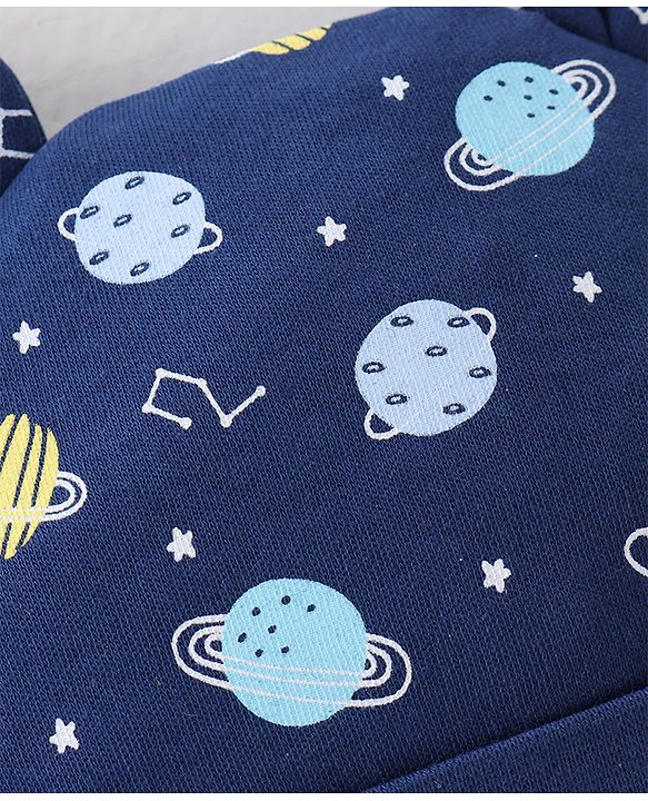 Babyhug 100% Cotton Knit Cap Space Print -Navy Blue