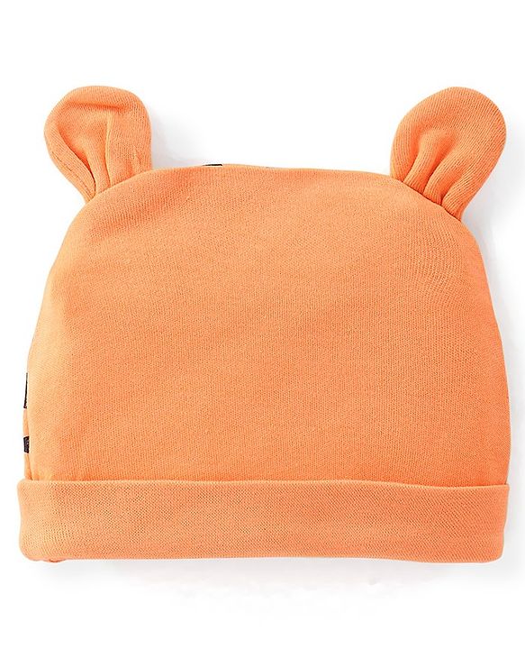 Babyhug 100% Cotton Interlock Knit Cap Tiger Print - Orange