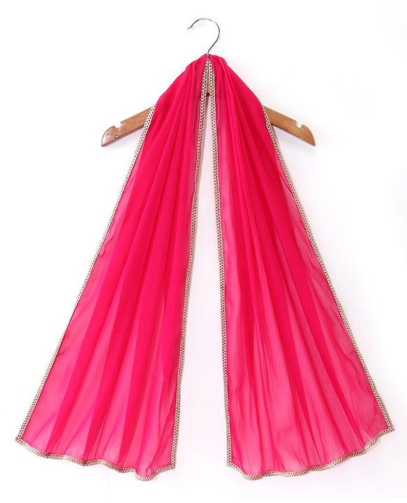 Babyhug Sleeveless Brocade Top & Sequined Georgette Lehenga with Lace Border Dupatta - Hot Pink