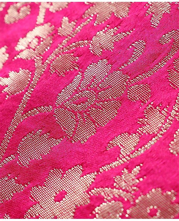 Babyhug Sleeveless Brocade Top & Sequined Georgette Lehenga with Lace Border Dupatta - Hot Pink