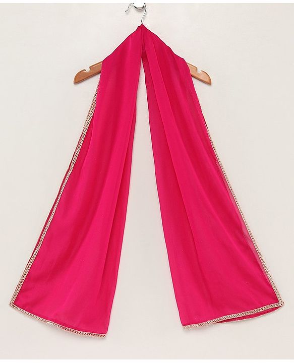 Babyhug Sleeveless Brocade Top & Sequined Georgette Lehenga with Lace Border Dupatta - Hot Pink