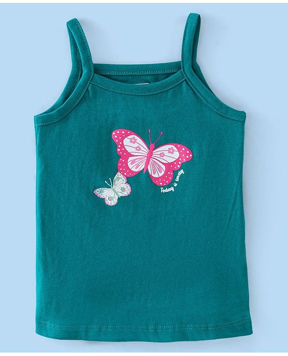 Babyhug 100% Cotton Knit Singlet Antibacterial Slips Floral Print Pack of 3 - Pink White & Teal