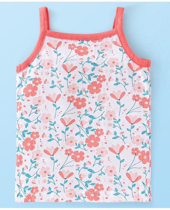 Babyhug 100% Cotton Antibacterial Sleeveless Slips Floral Printed Pack of 3 - Pink & Blue