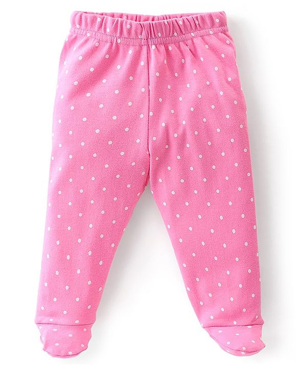 Babyhug Interlock Booties Pant With Floral Print Pack Of 3 - Orange Pink & Purple