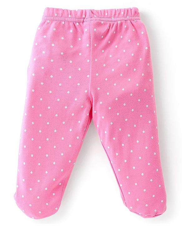 Babyhug Interlock Booties Pant With Floral Print Pack Of 3 - Orange Pink & Purple
