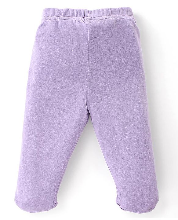 Babyhug Interlock Booties Pant With Floral Print Pack Of 3 - Orange Pink & Purple