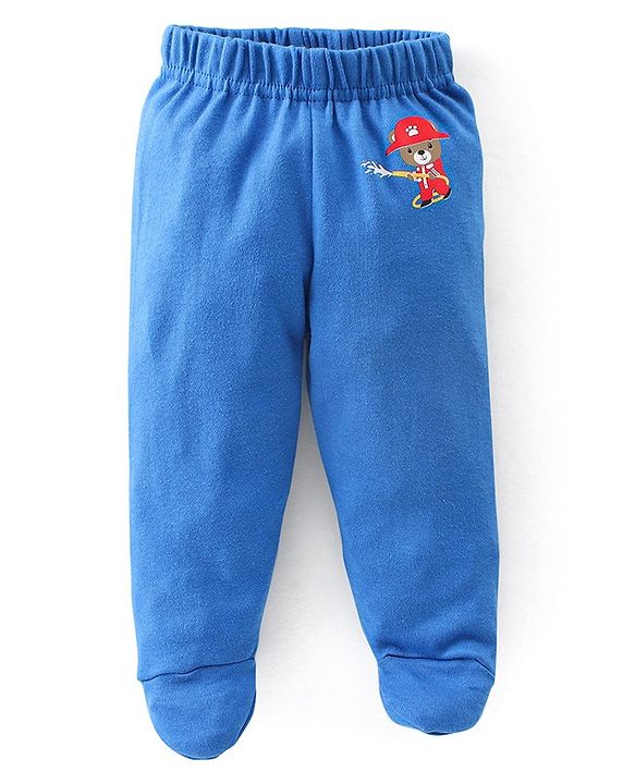 Babyhug Interlock Booties Pant Striped & Car Print Pack of 3 - Yellow & Blue