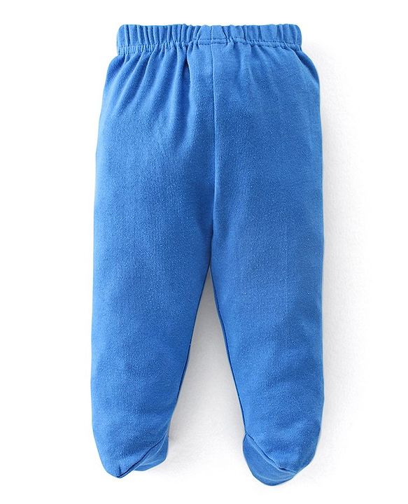 Babyhug Interlock Booties Pant Striped & Car Print Pack of 3 - Yellow & Blue
