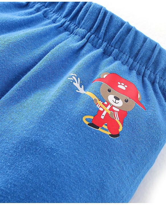 Babyhug Interlock Booties Pant Striped & Car Print Pack of 3 - Yellow & Blue