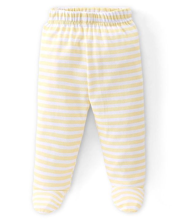 Babyhug Cotton Knit Solid Colour & Planets Printed Bootie Pants Pack of 3 - Multicolour