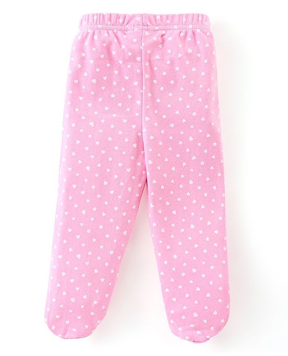 Babyhug Cotton Knit Footed Bootie Leggings Polka Dots Printed Pack of 3 - Pink & Navy Blue