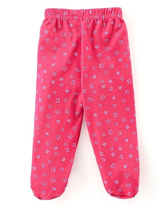 Babyhug Cotton Knit Footed Bootie Leggings Polka Dots Printed Pack of 3 - Pink & Navy Blue