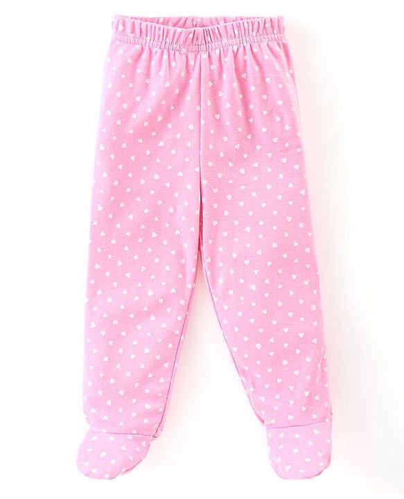 Babyhug Cotton Knit Footed Bootie Leggings Polka Dots Printed Pack of 3 - Pink & Navy Blue