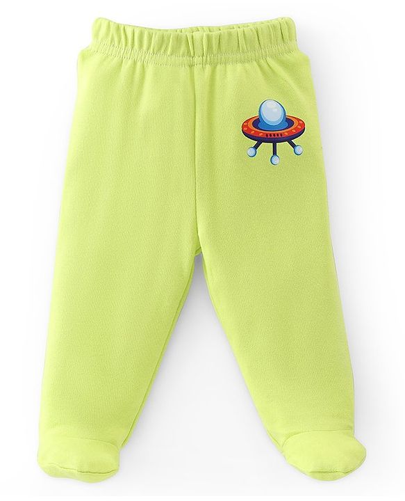 Babyhug Cotton Knit Space Ships & Stars Printed Bootie Pants Pack of 3- Multicolour