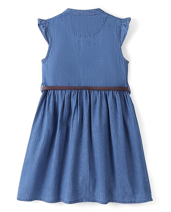 Pine Kids Cotton Woven Sleeveless Dress & Belt - Blue