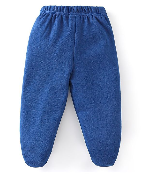Babyhug Cotton Knit Interlock Booties Pant Striped & Raccoon Print Pack of 3 - Multicolour