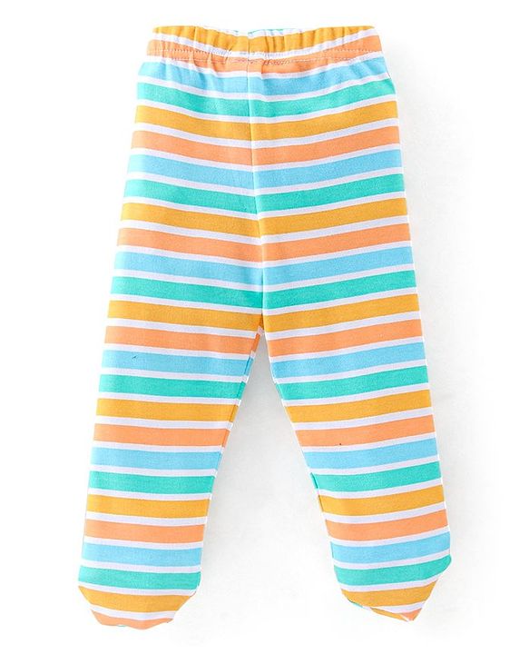 Babyhug Cotton Interlock Knit Full Length Bootie Pants Dino Print Pack of 3 - Blue