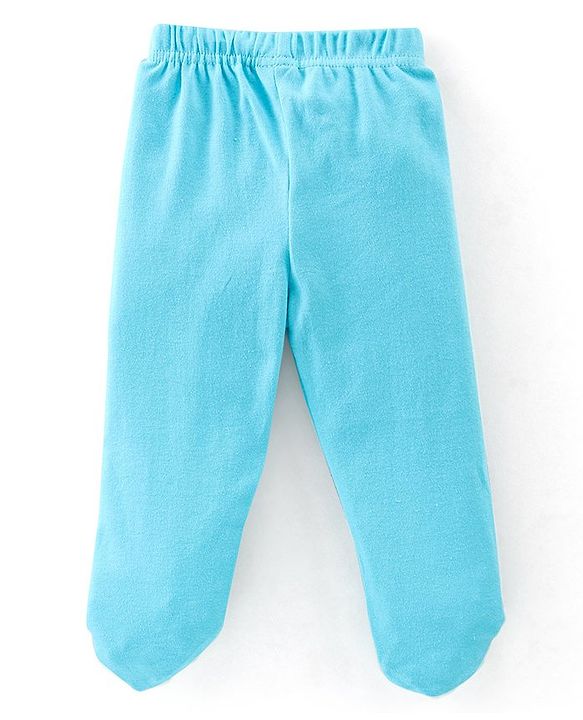 Babyhug Cotton Interlock Knit Full Length Bootie Pants Dino Print Pack of 3 - Blue