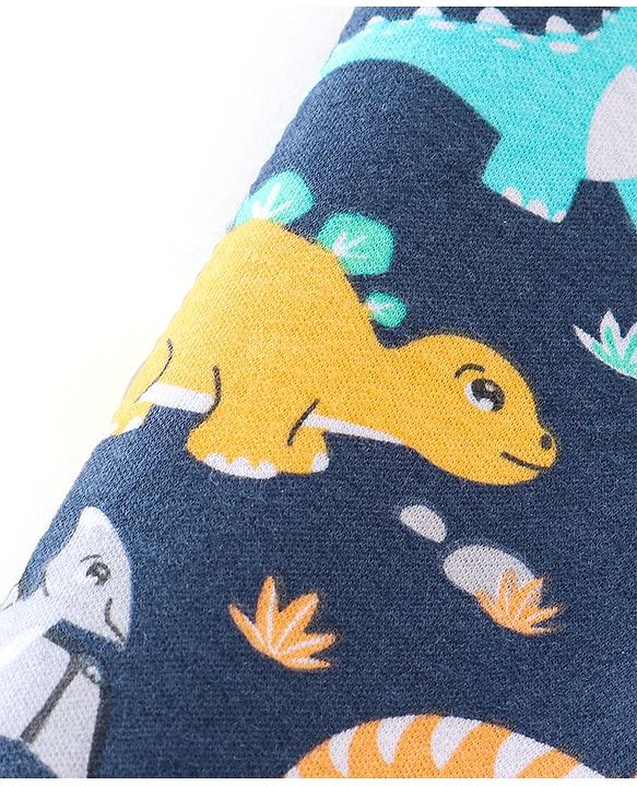 Babyhug Cotton Interlock Knit Full Length Bootie Pants Dino Print Pack of 3 - Blue