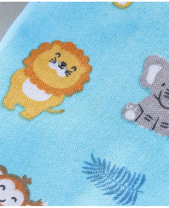 Babyhug Cotton Knit Striped & Jungle Printed Bootie Pants Pack of 3 - Multicolour