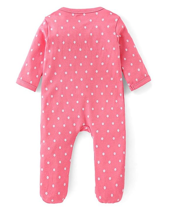 Babyhug Cotton Interlock Knit Full Sleeves Sleepsuit Deer Print - Pink