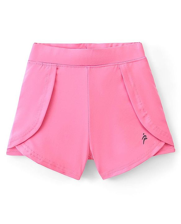Pine Active High Stretch Mid Thigh Length Solid Shorts With Tights- Pink