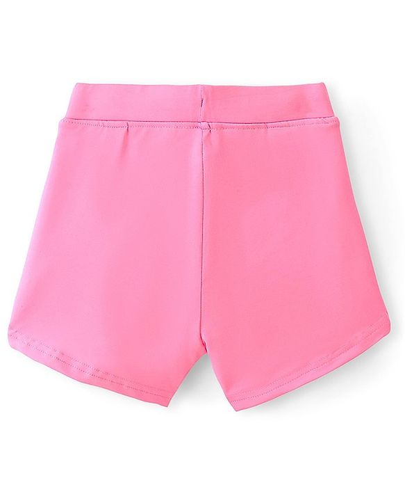 Pine Active High Stretch Mid Thigh Length Solid Shorts With Tights- Pink