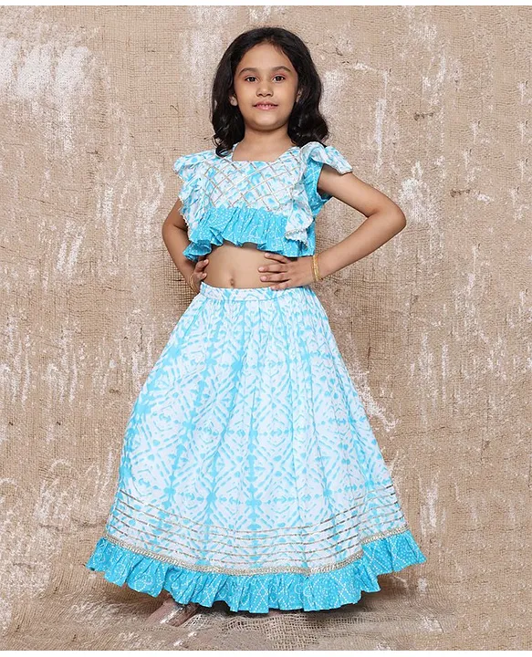 Girls Crop Top With Lehenga I Embroidered Readymade Blouse I Suitable For  Girls 2 To 8 Years(7 - 8 Years)(Rama-Pink)