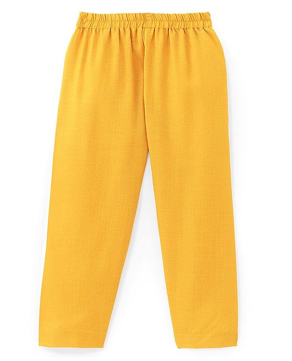 Babyhug Full Sleeves Solid Kurta Pyjama Set with Printed Jacket  - Mustard