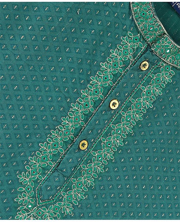 Pine Kids Woven Full Sleeves Kurta Pyjama Set Embroidered - Teal Blue