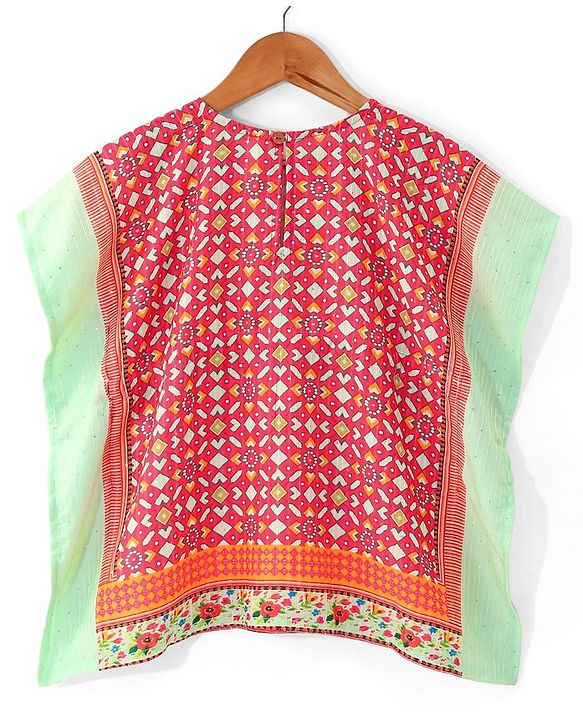 Babyhug Sleeveless All Over Printed Kaftan Kurta With Legging Set-Coral
