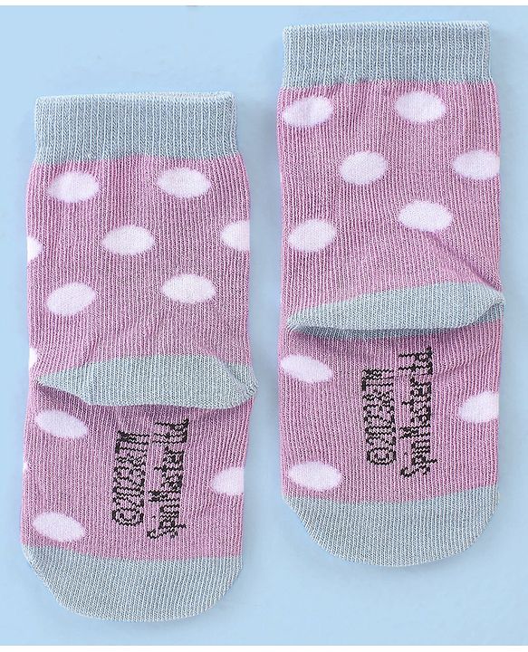 Cute Walk by Babyhug Cotton Blend Ankle Length Anti Bacterial Socks Paw Patrol Design Pack of 3 - Pink & Purple