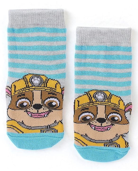Cute Walk by Babyhug Cotton Blend Ankle Length Anti Bacterial Socks Paw Patrol Design Pack of 3 - Red & Blue