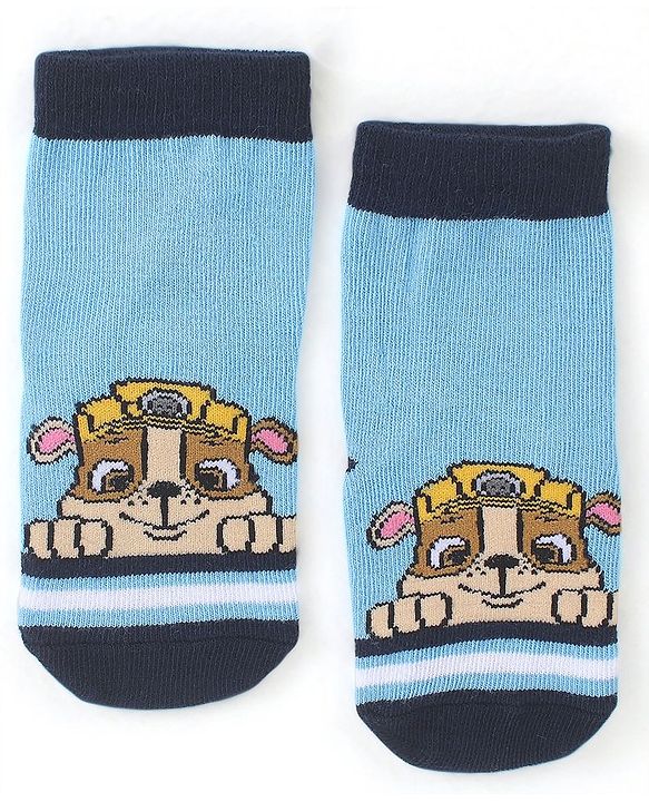 Cute Walk by Babyhug Cotton Blend Ankle Length Anti Bacterial Socks Paw Patrol Design Pack of 3 - Blue