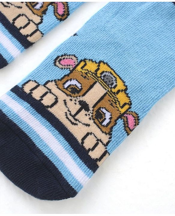 Cute Walk by Babyhug Cotton Blend Ankle Length Anti Bacterial Socks Paw Patrol Design Pack of 3 - Blue
