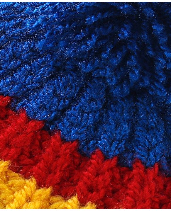 Babyhug Woollen Caps with Pompom - Multicolour