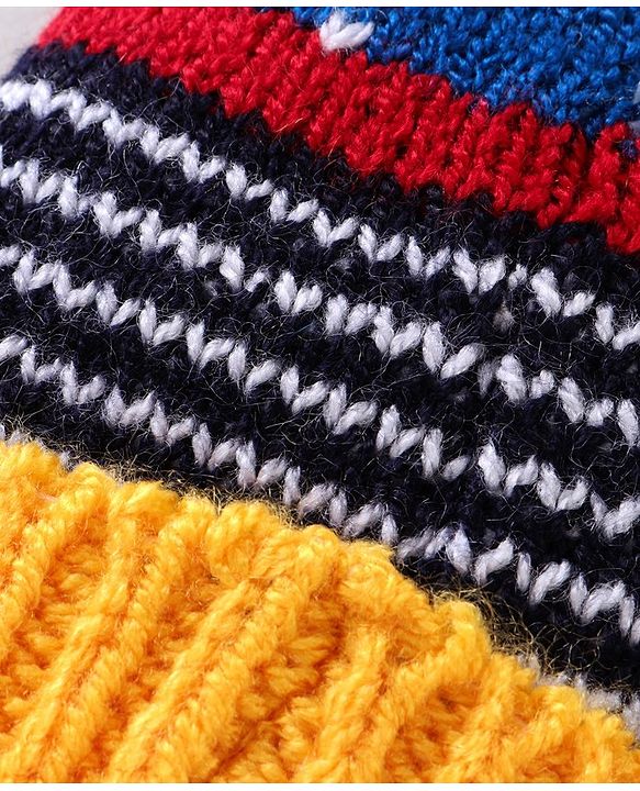 Babyhug Woollen Cap with Pompom - Multicolour