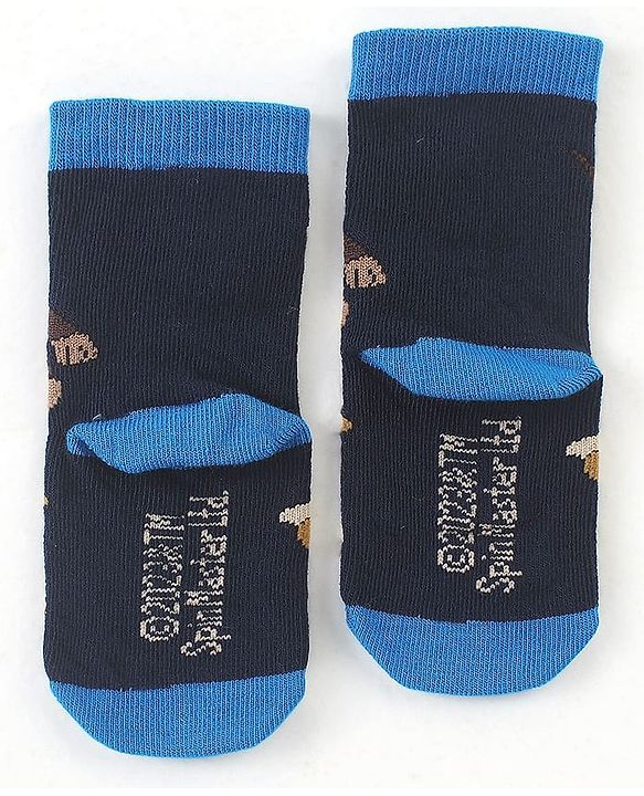 Cute Walk by Babyhug Cotton Blend Ankle Length Anti Bacterial Socks Paw Patrol Design Pack of 3 - Grey & Blue