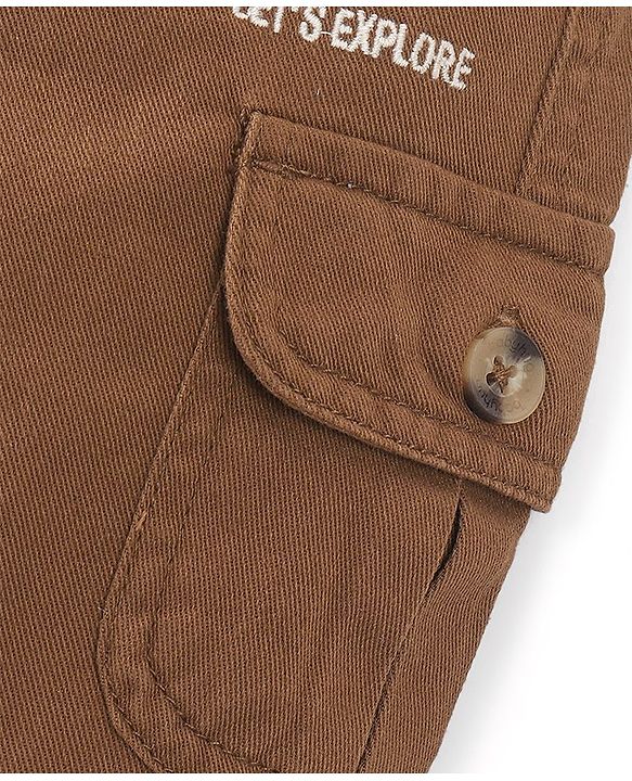 Babyhug Cotton Spandex Woven Full Length Solid Joggers - Rust Brown