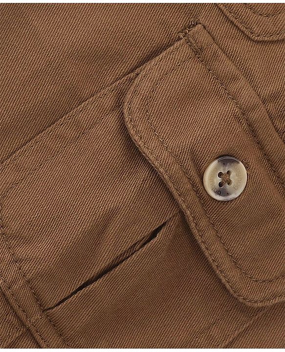 Babyhug Cotton Spandex Woven Full Length Solid Joggers - Rust Brown