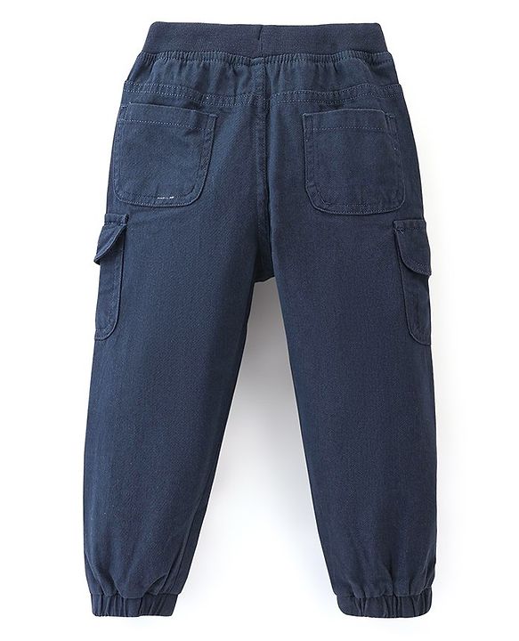 Babyhug Cotton Spandex Woven Full Length Solid Joggers - Rust Brown