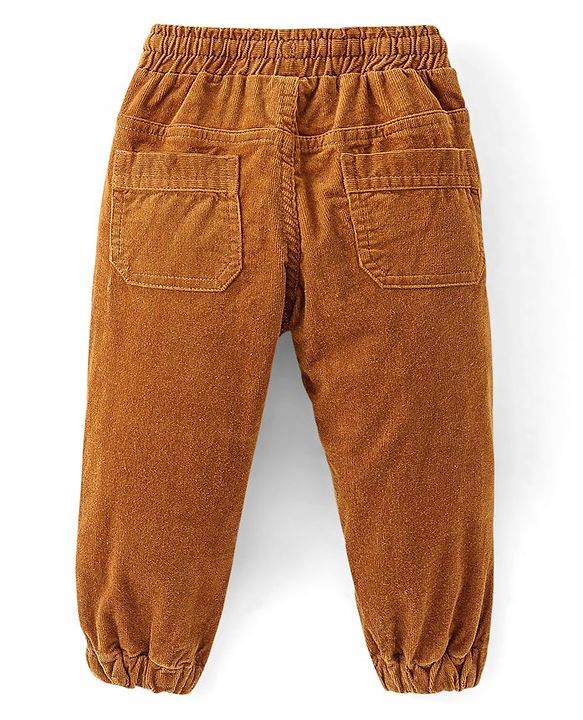 Babyhug Cotton Lycra Full Length Corduroy Pant Solid Color - Mustard