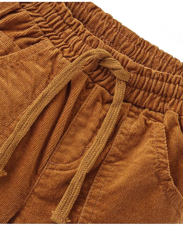 Babyhug Cotton Lycra Full Length Corduroy Pant Solid Color - Mustard