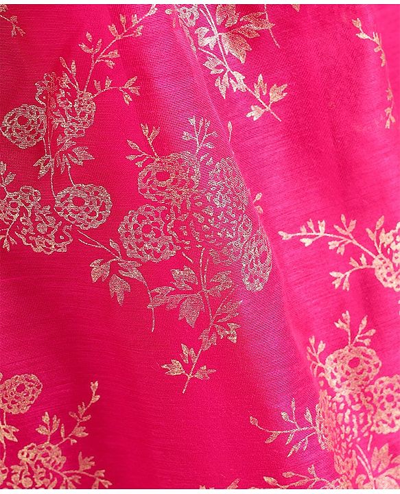 Pine Kids Embroidered Half Sleeves Choli Lehenga  Set- Pink