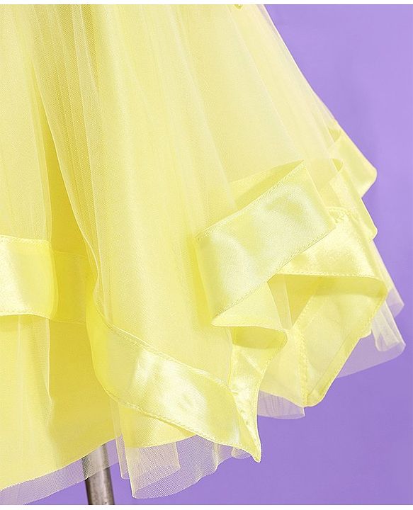 Pine Kids Half Sleeves Partywear Dress with Bow Applique & Sequin  Detailing - Yellow