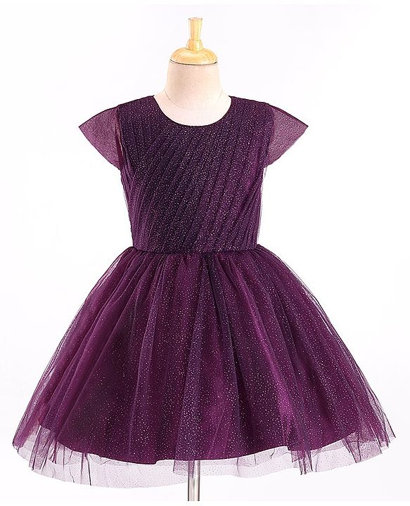 Pine Kids Half Sleeves Shimmered Party Wear Dress - Wine